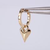 Solid 18k Gold Heart Hoop Earrings – Statement Dangling Love Charm - Everyday Handmade Fine Jewelry