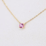 Natural Pink Sapphire Necklace – Solid 18k Gold Solitaire Pendant – Dainty September Birthstone Jewelry – Meaningful Christmas Gift