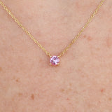 Natural Pink Sapphire Necklace – Solid 18k Gold Solitaire Pendant – Dainty September Birthstone Jewelry – Meaningful Christmas Gift