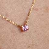 Natural Pink Sapphire Necklace – Solid 18k Gold Solitaire Pendant – Dainty September Birthstone Jewelry – Meaningful Christmas Gift