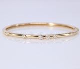 Scattered Diamond Gold Bangle – Solid 18k Minimalist Cluster Bracelet – Dainty Fine Jewelry Gift