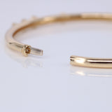 Scattered Diamond Gold Bangle – Solid 18k Minimalist Cluster Bracelet – Dainty Fine Jewelry Gift