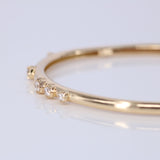 Scattered Diamond Gold Bangle – Solid 18k Minimalist Cluster Bracelet – Dainty Fine Jewelry Gift
