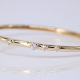 Scattered Diamond Gold Bangle – Solid 18k Minimalist Cluster Bracelet – Dainty Fine Jewelry Gift