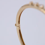Scattered Diamond Gold Bangle – Solid 18k Minimalist Cluster Bracelet – Dainty Fine Jewelry Gift
