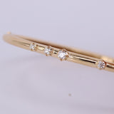 Scattered Diamond Gold Bangle – Solid 18k Minimalist Cluster Bracelet – Dainty Fine Jewelry Gift
