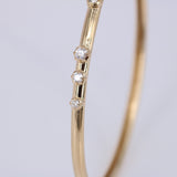 Scattered Diamond Gold Bangle – Solid 18k Minimalist Cluster Bracelet – Dainty Fine Jewelry Gift
