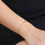 Scattered Diamond Gold Bangle – Solid 18k Minimalist Cluster Bracelet – Dainty Fine Jewelry Gift