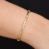 Scattered Diamond Gold Bangle – Solid 18k Minimalist Cluster Bracelet – Dainty Fine Jewelry Gift