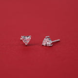 Heart Lab Diamond Stud Earrings – Minimalist Solid 18k Gold – Dainty Heart Diamond Valentine Gift