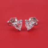 Heart Lab Diamond Stud Earrings – Minimalist Solid 18k Gold – Dainty Heart Diamond Valentine Gift