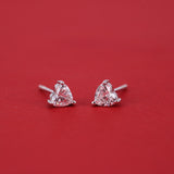Heart Lab Diamond Stud Earrings – Minimalist Solid 18k Gold – Dainty Heart Diamond Valentine Gift