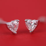 Heart Lab Diamond Stud Earrings – Minimalist Solid 18k Gold – Dainty Heart Diamond Valentine Gift