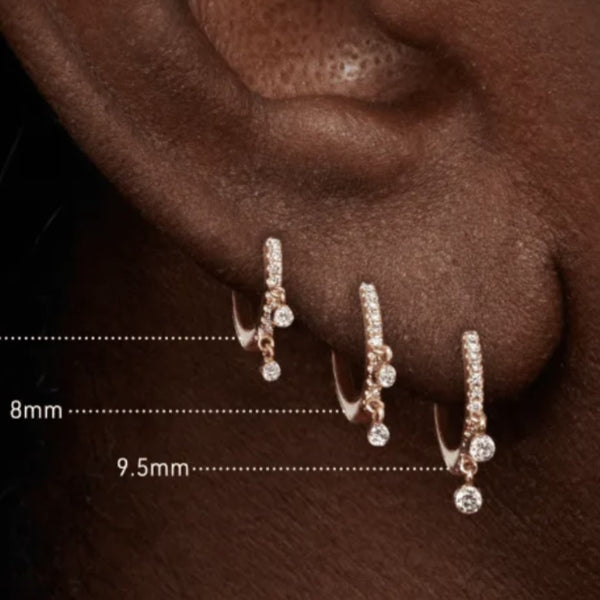 Custom Order / Diamond Bezel Charm Hoop Earring