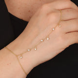 Dainty Diamond Hand Chain Bracelet – Natural Diamond Bezel Finger Bracelet – Solid 18k Gold Dangle Hand Jewelry