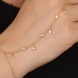 Dainty Diamond Hand Chain Bracelet – Natural Diamond Bezel Finger Bracelet – Solid 18k Gold Dangle Hand Jewelry