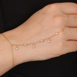 Dainty Diamond Hand Chain Bracelet – Natural Diamond Bezel Finger Bracelet – Solid 18k Gold Dangle Hand Jewelry