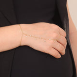 Dainty Diamond Hand Chain Bracelet – Natural Diamond Bezel Finger Bracelet – Solid 18k Gold Dangle Hand Jewelry
