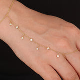 Dainty Diamond Hand Chain Bracelet – Natural Diamond Bezel Finger Bracelet – Solid 18k Gold Dangle Hand Jewelry