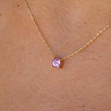 Natural Pink Sapphire Necklace in Solid 18K Gold | Pink Sapphire Solitaire Pendant | September Birthstone Necklace | Dainty Gift for Her