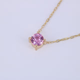 Natural Pink Sapphire Necklace in Solid 18K Gold | Pink Sapphire Solitaire Pendant | September Birthstone Necklace | Dainty Gift for Her
