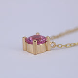Natural Pink Sapphire Necklace in Solid 18K Gold | Pink Sapphire Solitaire Pendant | September Birthstone Necklace | Dainty Gift for Her