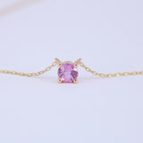 Natural Pink Sapphire Necklace in Solid 18K Gold | Pink Sapphire Solitaire Pendant | September Birthstone Necklace | Dainty Gift for Her