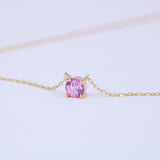 Natural Pink Sapphire Necklace in Solid 18K Gold | Pink Sapphire Solitaire Pendant | September Birthstone Necklace | Dainty Gift for Her