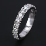Natural Diamond Wedding Band - 3.4 MM Solid 18K Eternity Ring - Luxury Anniversary or Bridal Gift