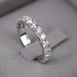 Natural Diamond Wedding Band - 3.4 MM Solid 18K Eternity Ring - Luxury Anniversary or Bridal Gift