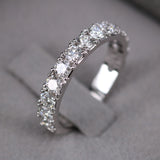 Natural Diamond Wedding Band - 3.4 MM Solid 18K Eternity Ring - Luxury Anniversary or Bridal Gift