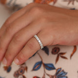 Natural Diamond Wedding Band - 3.4 MM Solid 18K Eternity Ring - Luxury Anniversary or Bridal Gift