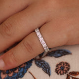Natural Diamond Wedding Band - 3.4 MM Solid 18K Eternity Ring - Luxury Anniversary or Bridal Gift