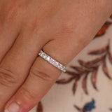 Natural Diamond Wedding Band - 3.4 MM Solid 18K Eternity Ring - Luxury Anniversary or Bridal Gift