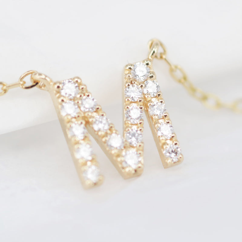 Natural Dainty Diamond Initial Pendant – Simple Delicate Custom Letter Necklace