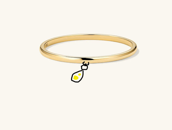 Custom Order / 1.5 mm Solid 18k Gold Ring with Diamond Charm