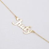 Personalized Double Name Necklace – Custom Solid 18K Gold Name Jewelry – Heart Charm Layered Necklace