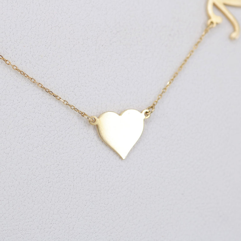 Personalized Double Name Necklace – Custom Solid 18K Gold Name Jewelry – Heart Charm Layered Necklace