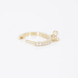 Double Charm Diamond Hoop Earrings – Dangling Diamond Charm Huggies – Dainty Bridal & Wedding Jewelry