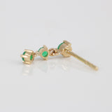 Triple Emerald Drop Stud Earring – Solid 18k Gold Chain Link Cartilage Earring – Dainty May Birthstone Jewelry