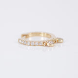 Double Charm Diamond Hoop Earrings – Dangling Diamond Charm Huggies – Dainty Bridal & Wedding Jewelry