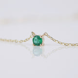 Colombian Emerald Gold Necklace – Dainty 3.3 mm May Birthstone Pendant – Minimalist Solid 18K Fine Jewelry