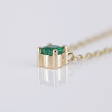 Colombian Emerald Gold Necklace – Dainty 3.3 mm May Birthstone Pendant – Minimalist Solid 18K Fine Jewelry