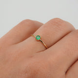 Minimalist Genuine Colombian Emerald Engagement Ring –  Simple Dainty May Birthstone Promise Ring
