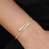 Natural Diamond Snake-Inspired Bangle Bracelet – Thin 18k Gold Stacking Bangle