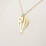 New Born Name and Montgolfier Solid 18k Gold Pendants Necklace Set