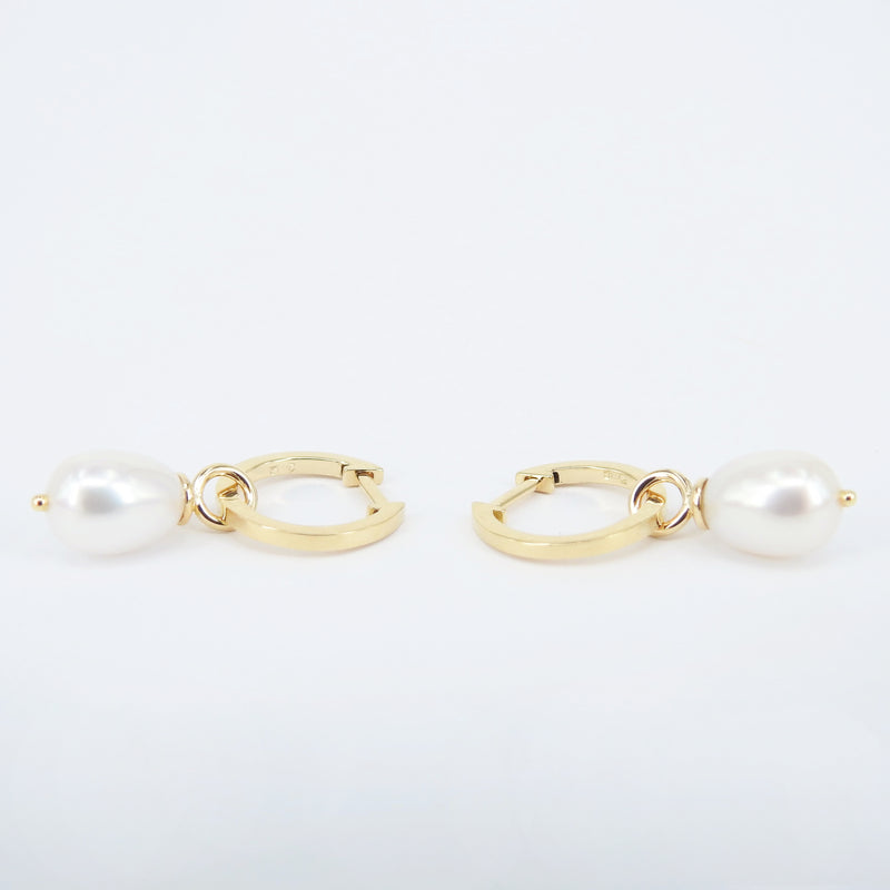 Baroque Pearl Hoop Earrings - Vintage Dangling Pearl Huggies
