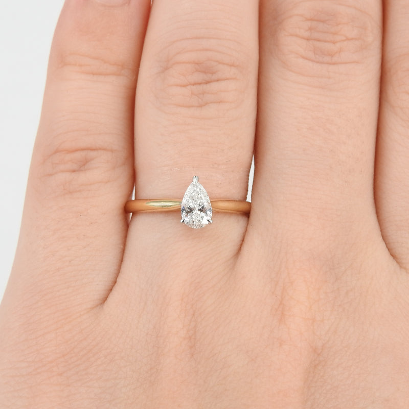 Pear Shaped Diamond Engagement Ring - GIA Certified - April Birthstone