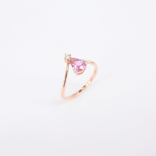 Pear-Shaped Pink Sapphire Chevron Engagement Ring