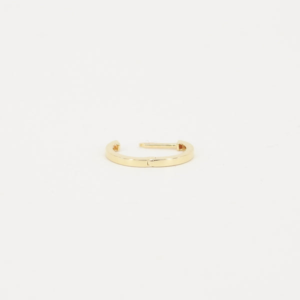 Solid 18K Gold Flat Huggie Earrings - Dainty Minimalist Hoops